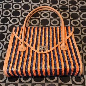 Striped Straw Handbag